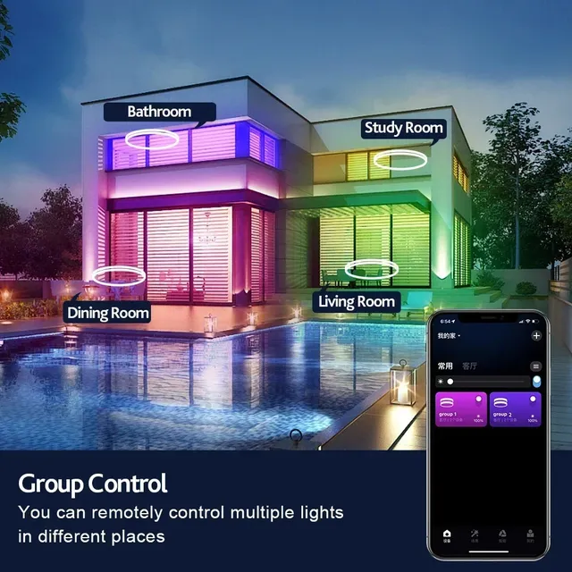 Plafonnier LED Intelligent avec Rétro-Éclairage RGBIC – vue 4