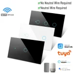 Tuya WiFi US interrupteur d&rsquo;éclairage intelligent interrupteur tactile mural fil neutre/pas de fil neutre requis 120 Type fonctionne avec Alexa, Google Home