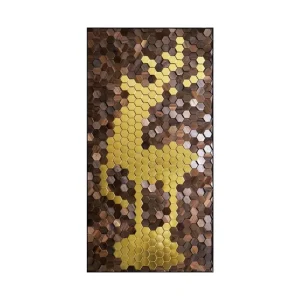 Panneau Mural 3D en Bois Exquis, Peinture Décorative, Idéal pour les Murs d&rsquo;Hôtel, d&rsquo;Appartement et de Chambre à Coucher, avec un Design de Cerf Élégant