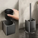 Brosse de nettoyage de toilettes en acier inoxydable, pour toilettes, tenture murale au sol, outils de nettoyage ménager, ensemble d&rsquo;accessoires de salle de bains