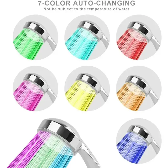 Pommeau douche LED sept couleurs changeant autonome ABS… – vue 2