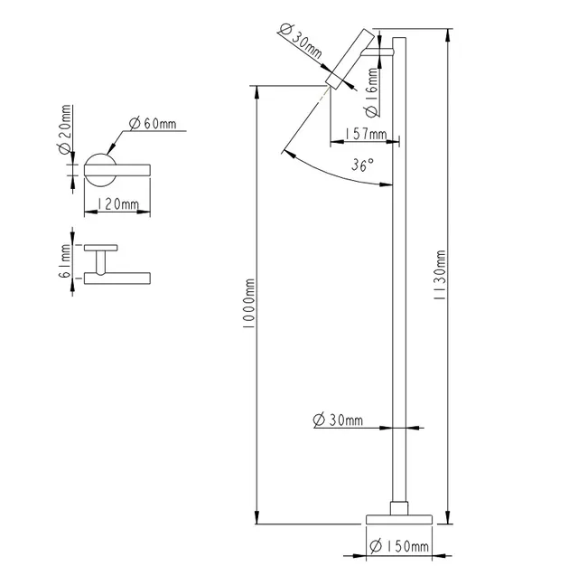 Lampadaire spot orientable métal finition laiton brossé… – vue 6