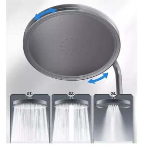 Pommeau de douche à effet de pluie, 6 Modes, grand débit, superchararge, rond, haute pression, pulvérisation supérieure, accessoires de salle de bains, 230mm Pommeau de douche à effet de pluie, 6 Modes, grand débit, superchararge, rond, haute pression, pulvérisation supérieure, accessoires de salle de bains, 230mm