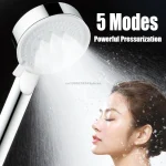 Robinet d&rsquo;évier de salle de bains, pomme de douche haute pression, 5 Modes réglables avec tuyau d&rsquo;économie d&rsquo;eau, arrêt à une touche, accessoires de salle de bains