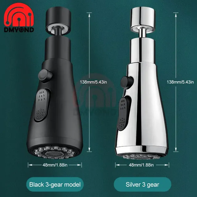 Pommeau de robinet noir 2 modes réglable 360 degrés… – vue 6