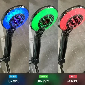 Pommeau de douche LED, contrôle numérique de la température, pulvérisateur de douche, 3 modes de pulvérisation, économie d’eau, filtre de douche, accessoires de salle de bains, 1 pièce Pommeau de douche LED, contrôle numérique de la température, pulvérisateur de douche, 3 modes de pulvérisation, économie d’eau, filtre de douche, accessoires de salle de bains, 1 pièce