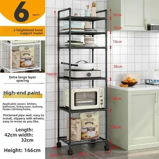 Étagère rangement six niveaux cuisine maison acier noir mat plateaux…
