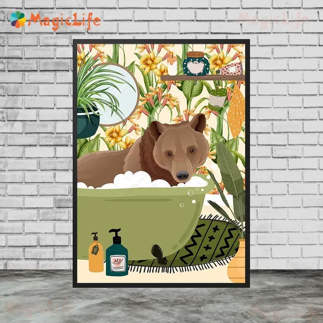Affiches d'animaux de dessin animé dans la baignoire – vue 3