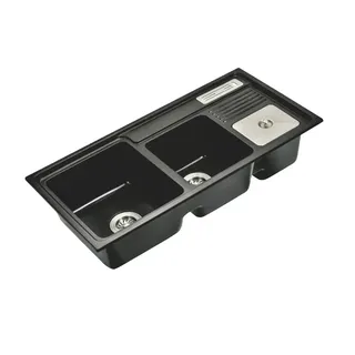 Welltrum porte-couteaux Double bol évier en granit noir lavabo en…