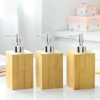 Distributeur savon liquide bambou pompe chromée minimaliste écologique…