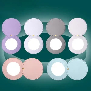 Miroir rotatif rond en cuir pour fille, mini miroir de poche pliant, rotation résistante à 360 °, aucune déformation, beauté