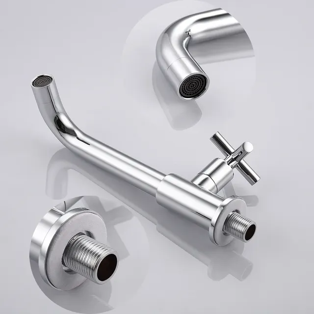 Robinet mural lavabo froid laiton brossé noir mat chrome… – vue 5