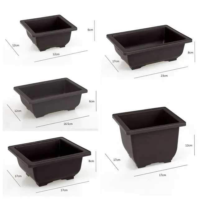 Lot cinq pots carrés rectangulaires plastique surface… – vue 6