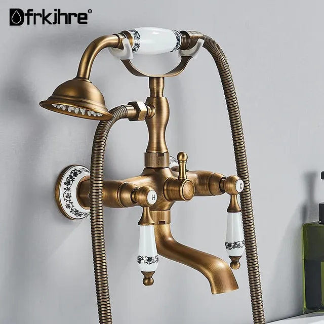 Robinet de baignoire mural en laiton Antique