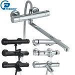 Mélangeur chromé avec thermostat, douche thermostatique murale, mélangeur thermostatique en laiton, salle de bain noire, douche thermostatique