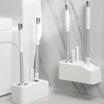 Brosse de toilette 4 en 1 à Long manche, nettoyeur de toilettes à poils souples, brosses de nettoyage de salle de bains murales à séchage rapide