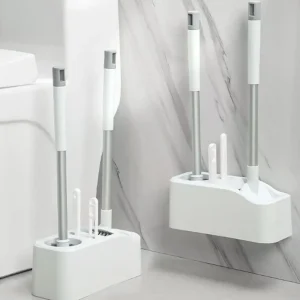 Brosse de toilette 4 en 1 à Long manche, nettoyeur de toilettes à poils souples, brosses de nettoyage de salle de bains murales à séchage rapide