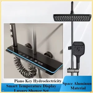 Système de douche numérique intelligent, affichage de la température, ensemble de robinets de douche de salle de bains, sortie d&rsquo;eau à 4 voies, ensemble de douche de salle de bains Rainlfal