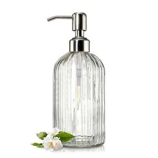 Distributeur de savon en verre transparent pour salle de bains