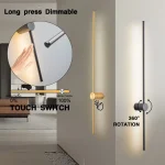 Applique Murale Rotative à 360 ° avec Joli Tactile, Luminaire à Intensité Réglable, en Cuivre, Haut et Bas, pour Salon, Arrière-Plan de Télévision