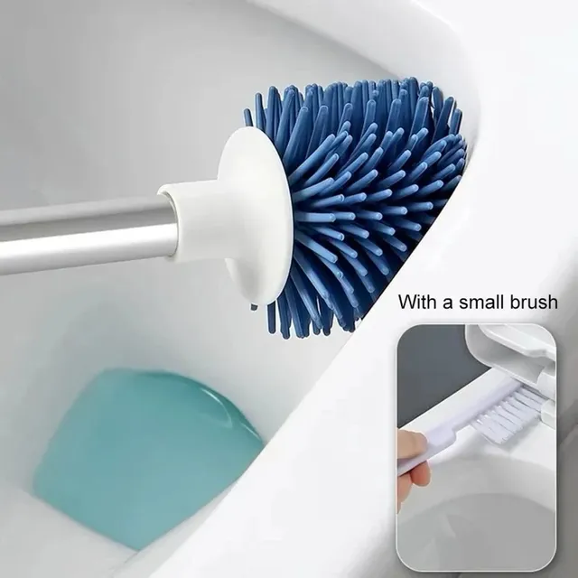 Brosse toilette silicone manche inox poignée blanche… – vue 4