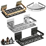 Support mural de rangement pour salle de bain, support de rangement pour shampoing et maquillage, accessoires de salle de bains, étagère murale sans perçage, support de douche pour WC