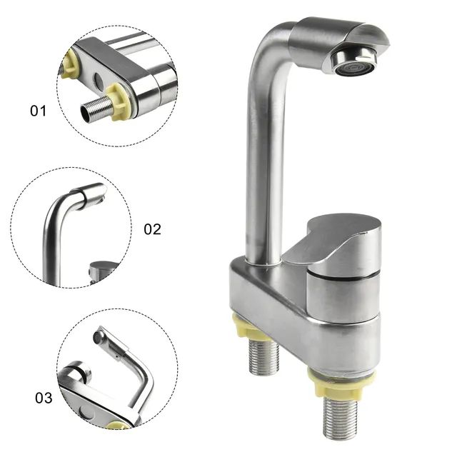 Robinet de lavabo en acier inoxydable – vue 3