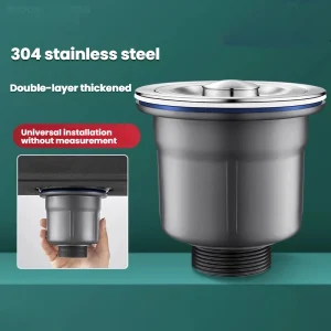 Ensemble de vidange d&rsquo;évier de cuisine, bouchon de vidange de lavabo en acier inoxydable, anti-fuite d&rsquo;eau, antirouille, Filtration d&rsquo;évier à rebond