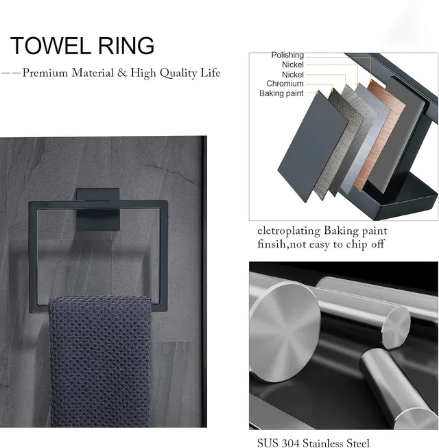 Ensemble de toilettes Acier inoxydable Porte-bague de… – vue 5