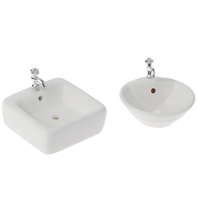 Lavabo miniature céramique blanc brillant carré arrondi… – vue 2