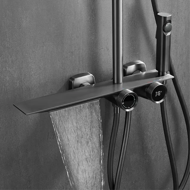 Système de douche de salle de bain en laiton gris odorde… – vue 2