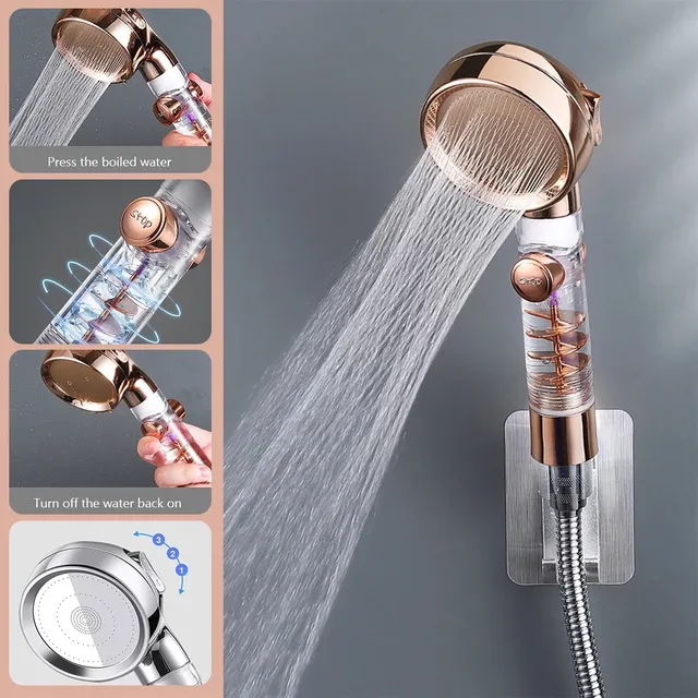 Pommeau douche turbocompressé haute pression trois modes… – vue 2