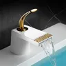 Bassin de bain cascade en laiton doré blanc – vue 2