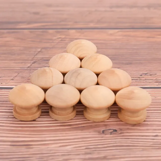 10 pièces boutons de traction ronds en bois naturel… – vue 3