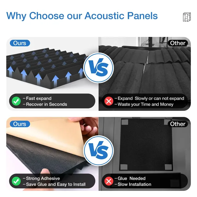 Paquet de 12 panneaux acoustiques auto-adhésifs – vue 2