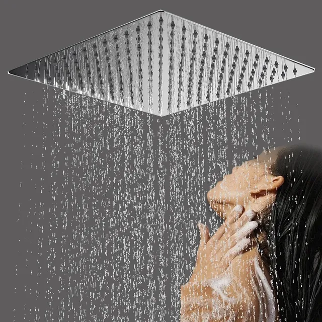 Pommeau de douche à effet pluie carré en acier inoxydable – vue 3