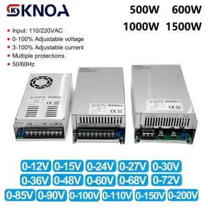 Alimentation réglable 500W 600W 1000W 1500W, 0-12V 15V 24V 36V 48V 60V 72V 85V 90V 110V 150V 200V 110/220V AC à Dc Smps