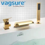 Mitigeur de bain large, robinet de baignoire, cascade d&rsquo;eau froide et chaude, vanne de dérivation en laiton couleurs Chrome/noir/or 3 pièces