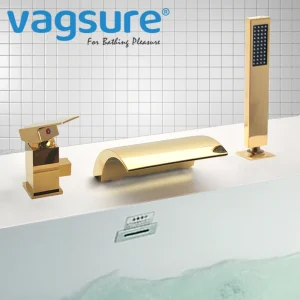 Mitigeur de bain large, robinet de baignoire, cascade d’eau froide et chaude, vanne de dérivation en laiton couleurs Chrome/noir/or 3 pièces Mitigeur de bain large, robinet de baignoire, cascade d’eau froide et chaude, vanne de dérivation en laiton couleurs Chrome/noir/or 3 pièces