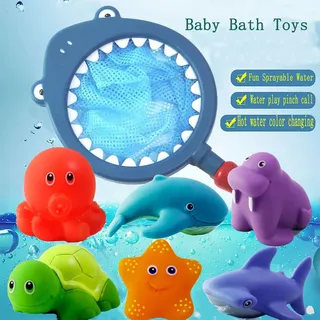 Jouets bain bébé coffret animaux marins pieuvre rouge tortue verte…