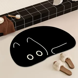 Tapis de bain à séchage rapide chat noir