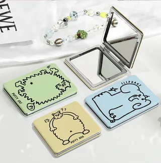 Miroir grossissant pliable compact doubleface maquillage poche chromé…