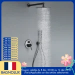 Pommeau de douche pluie à montage mural, inverseur chaud et froid, bain en bronze à canon, baignoire, centre commercial avec douchette, ensemble noir HOShower