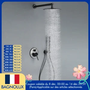 Pommeau de douche pluie à montage mural, inverseur chaud et froid, bain en bronze à canon, baignoire, centre commercial avec douchette, ensemble noir HOShower