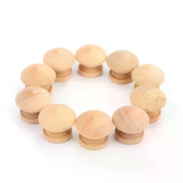 Lot dix boutons meuble bois naturel nonverni rond bombé… – vue 3