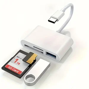 Adaptateur 3 en 1 type-c, Tf, Cf, Sd, lecteur de carte mémoire Compatible avec iPhone iPad Mac MacBook ordinateur portable Android, PC et Acc Adaptateur 3 en 1 type-c, Tf, Cf, Sd, lecteur de carte mémoire Compatible avec iPhone iPad Mac MacBook ordinateur portable Android, PC et Acc