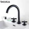 BECOLA robinets de lavabo noirs en laiton chromé poli – vue 2