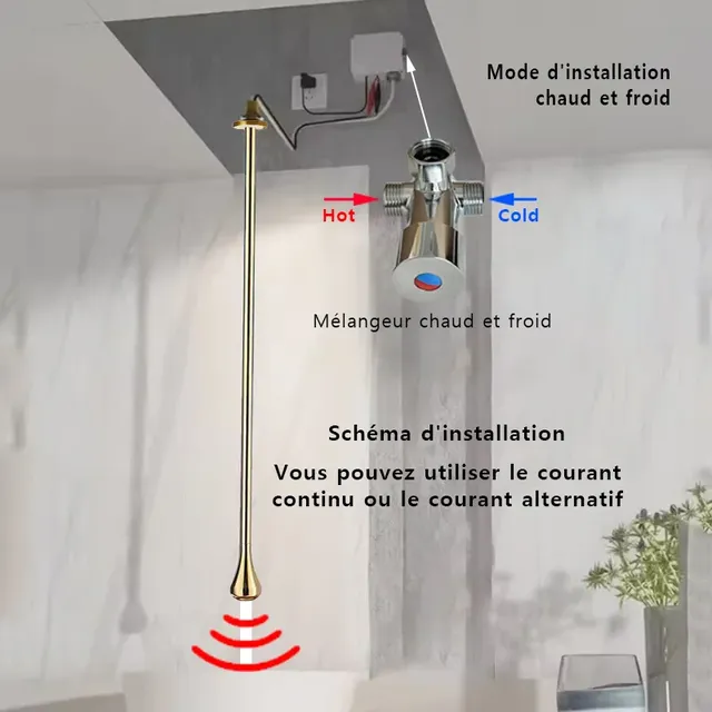 Robinet de lavabo à capteur noir intelligent – vue 5