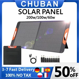 Panneau solaire pliable Portable 200W, 100W 60W, avec support, chargeur de batterie pour téléphone de Camping, batterie externe étanche pour l’extérieur Panneau solaire pliable Portable 200W, 100W 60W, avec support, chargeur de batterie pour téléphone de Camping, batterie externe étanche pour l’extérieur