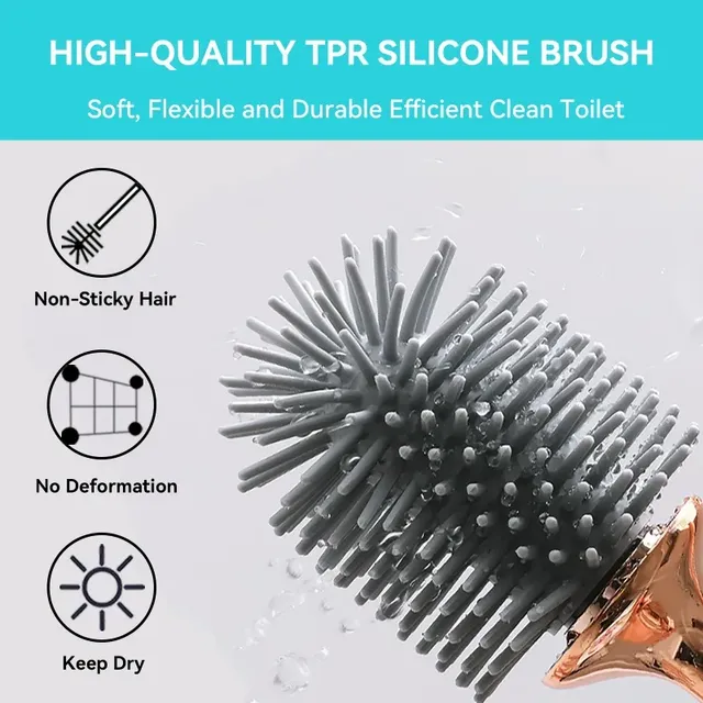 Brosse toilette silicone picots anti rayures manche… – vue 6